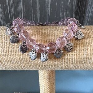 NWT Pink Beaded Heart Charm Bracelet - Women Jewelry